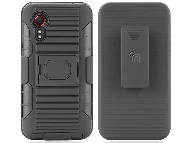 Black Rugged Grip Case with Ring Stand and Belt Clip for Samsung Galaxy XCover 5