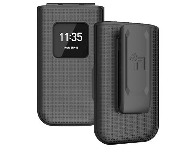 Black Hard Case Cover and Belt Clip Holster Combo for Nokia 2720 V Flip Phone