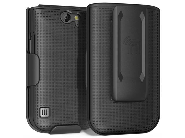 Black Hard Case Cover and Belt Clip Holster Combo for Nokia 2720 V Flip Phone