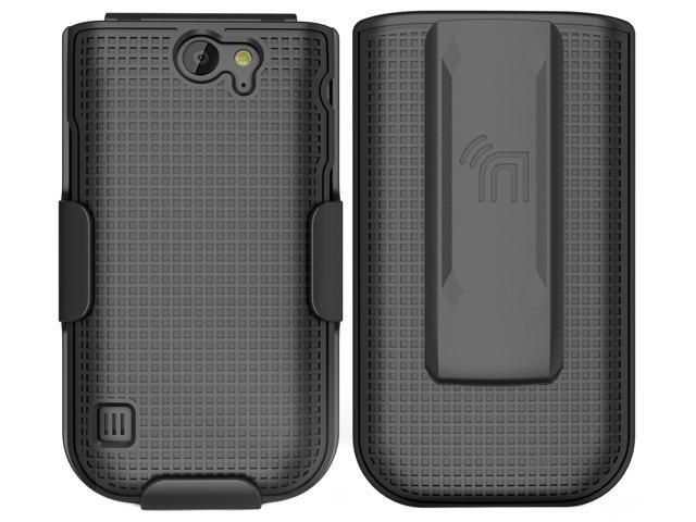 Black Hard Case Cover and Belt Clip Holster Combo for Nokia 2720 V Flip Phone