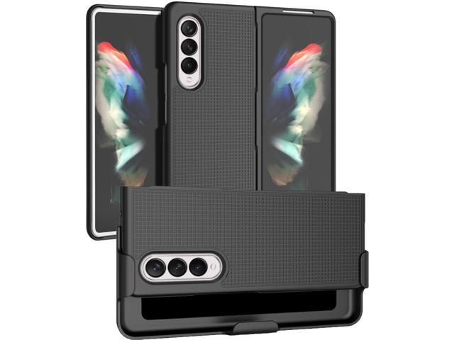 Black Hard Case Cover and Belt Clip Holster Stand for Samsung Galaxy Z Fold 3 5G