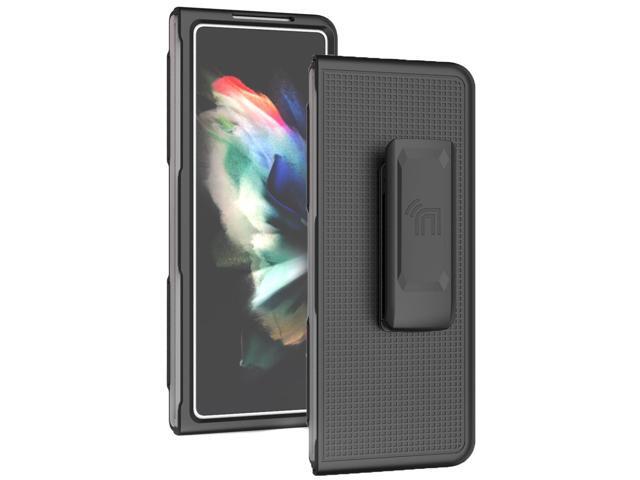 Black Hard Case Cover and Belt Clip Holster Stand for Samsung Galaxy Z Fold 3 5G