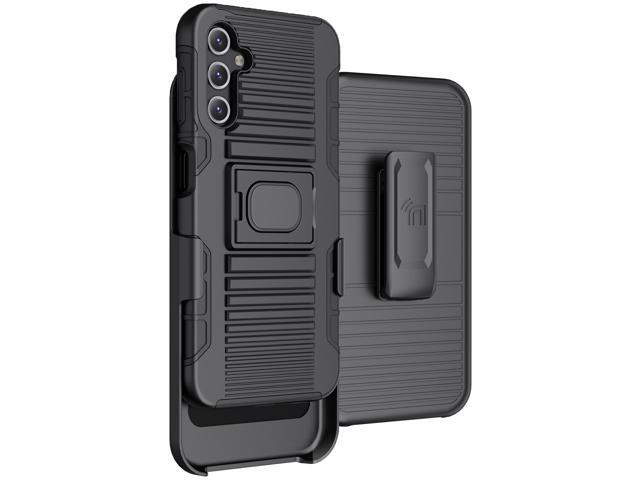 Black Rugged Case Stand and Belt Clip Holster for Samsung Galaxy A14 5G Phone