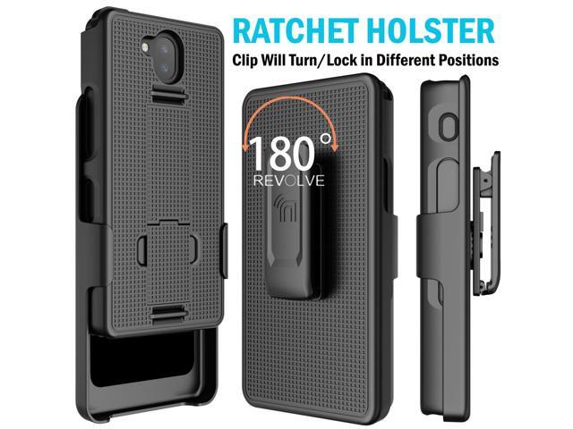 Black Hard Case Stand and Belt Clip Holster for Sonim XP10 5G Phone (XP9900)
