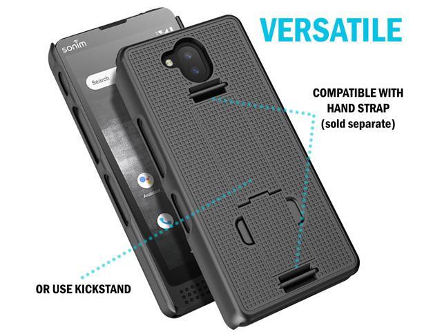 Black Grid Texture Hard Case Cover Kickstand for Sonim XP10 5G Phone (XP9900)