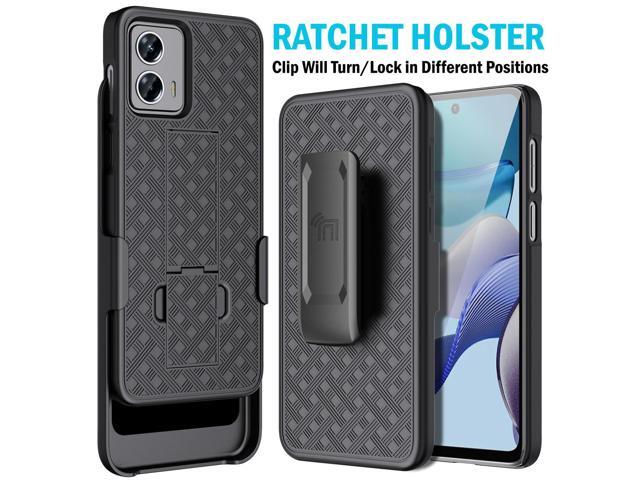 Black Hard Case Cover Stand and Belt Clip Holster for Motorola Moto G 5G 2023
