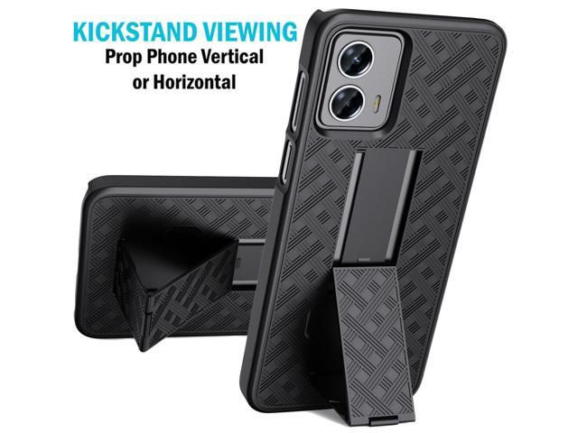 Black Hard Case Cover Stand and Belt Clip Holster for Motorola Moto G 5G 2023