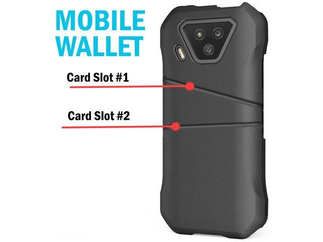 Black Leather Credit Card Slot Wallet Case Cover for Kyocera DuraForce Ultra 5G