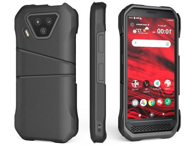 Black Leather Credit Card Slot Wallet Case Cover for Kyocera DuraForce Ultra 5G