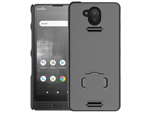 Black Slim Shell Kickstand Case + Hand Strap for Sonim XP10 5G Phone (XP9900)
