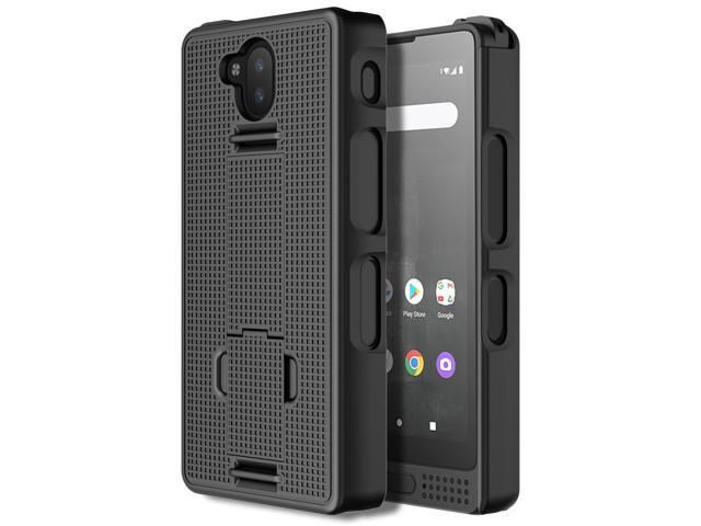 Black Grid Texture Hard Case Cover Kickstand for Sonim XP10 5G Phone (XP9900)