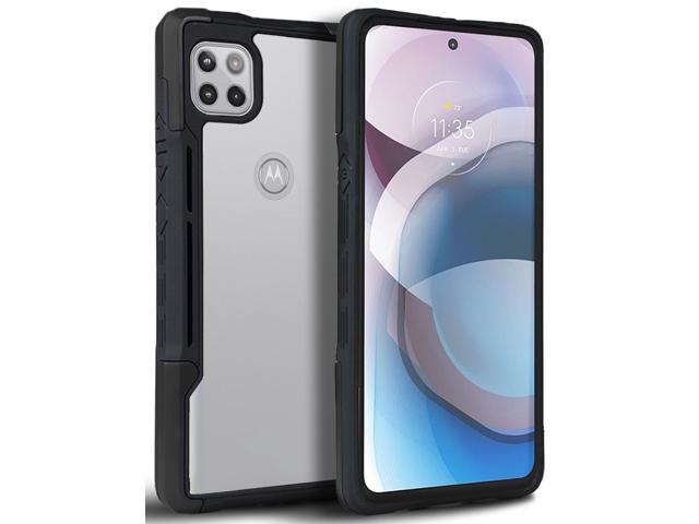 Black Clear Acrylic Hybrid Case Cover Secure Grip Trim for Motorola One 5G ACE