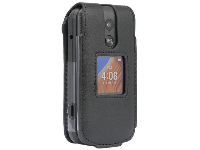 Leather Case Screen Protector Belt Clip for Alcatel TCL Flip 2 Phone (T408DL)