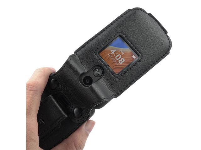 Leather Case Screen Protector Belt Clip for Alcatel TCL Flip 2 Phone (T408DL)