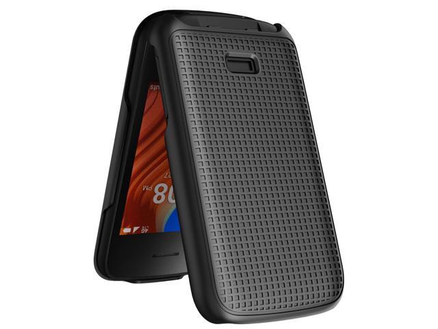 Black Grid Texture Hard Shell Case Cover for Alcatel TCL Flip 2 Phone (T408DL)