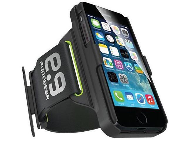 Armband and Slim Ribbed Case Combo for Apple iPhone SE 2022 2020 - Black