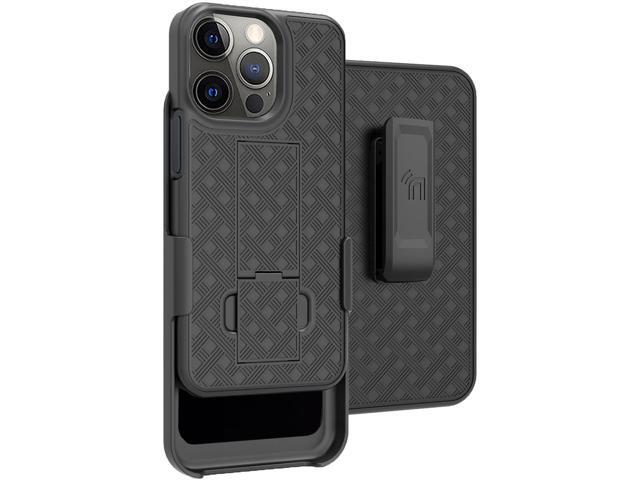 Black Hard Case Cover Stand and Belt Clip Holster for Apple iPhone 13 Pro Max