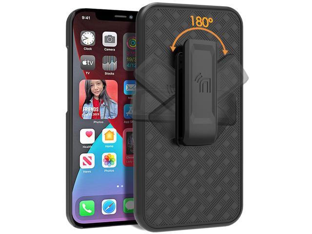 Black Hard Case Cover Stand and Belt Clip Holster for Apple iPhone 13 Pro Max