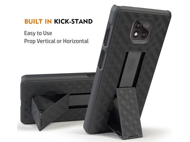 Black Case Kickstand Cover and Belt Clip Holster for Motorola Moto G Power 2021