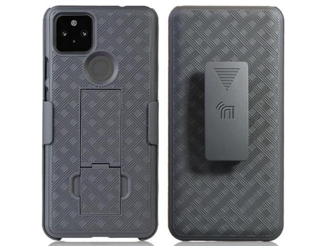 Black Case Kickstand Cover + Belt Clip Holster Holder for Google Pixel 5a Phone