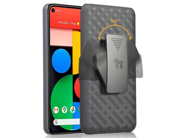 Black Case Kickstand Cover + Belt Clip Holster Holder for Google Pixel 5a Phone