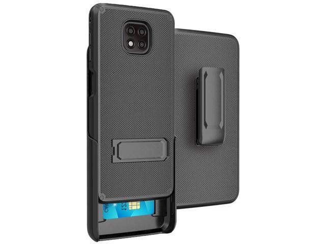 Dual Layer Black Case Cover Kickstand + Belt Clip for Motorola Moto G Power 2021