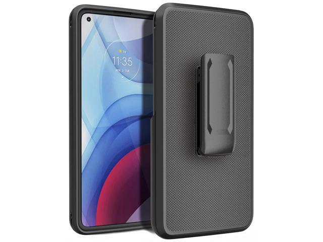Dual Layer Black Case Cover Kickstand + Belt Clip for Motorola Moto G Power 2021