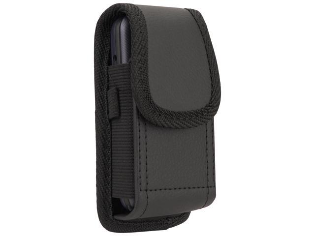 Black Leather Case Pouch Belt Loop Clip for Alcatel Go Flip 4 TCL Flip Pro Phone