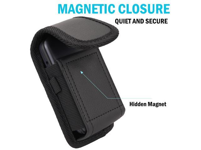 Black Leather Case Pouch Belt Loop Clip for Alcatel Go Flip 4 TCL Flip Pro Phone