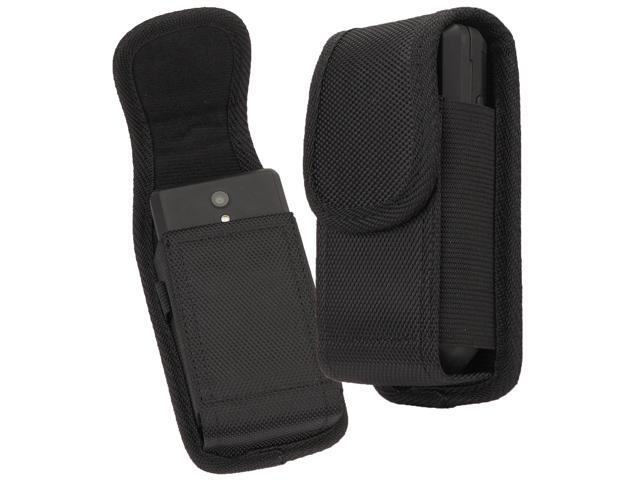 Black Canvas Case Pouch Belt Clip Harness for Consumer Cellular Iris Flip Phone