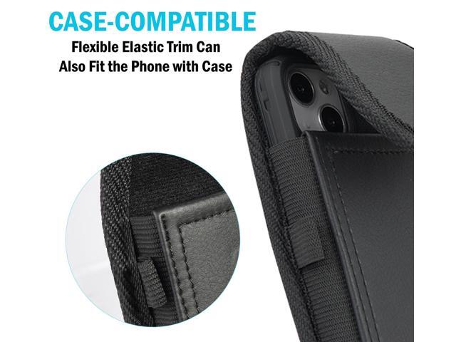 Black Leather Case Pouch Belt Clip Harness Loop for iPhone 15 14 13 12 XR Phone
