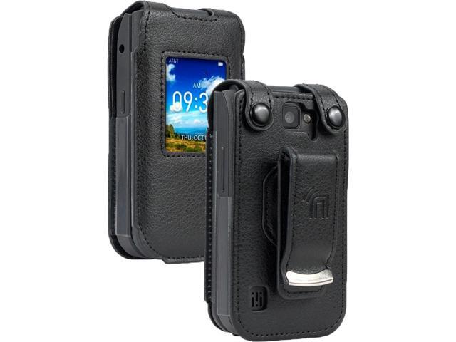 Black Leather Case Screen Cover Belt Clip for AT & T Cingular Flex Flip Phone
