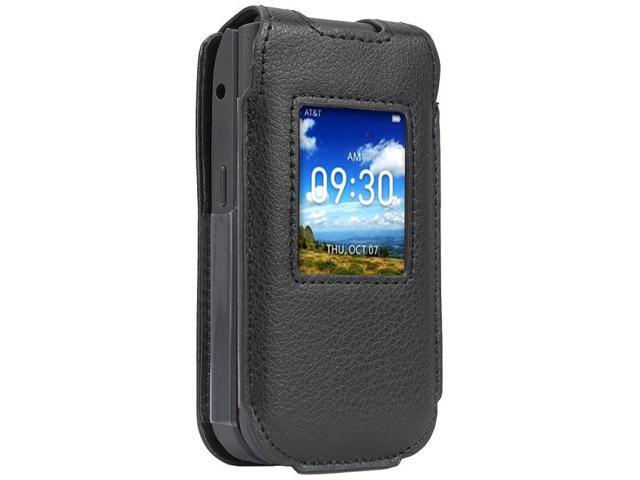 Black Leather Case Screen Cover Belt Clip for AT & T Cingular Flex Flip Phone