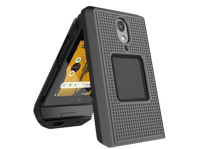 Black Grid Texture Slim Hard Shell Case Protector Cover for CAT S22 Flip Phone