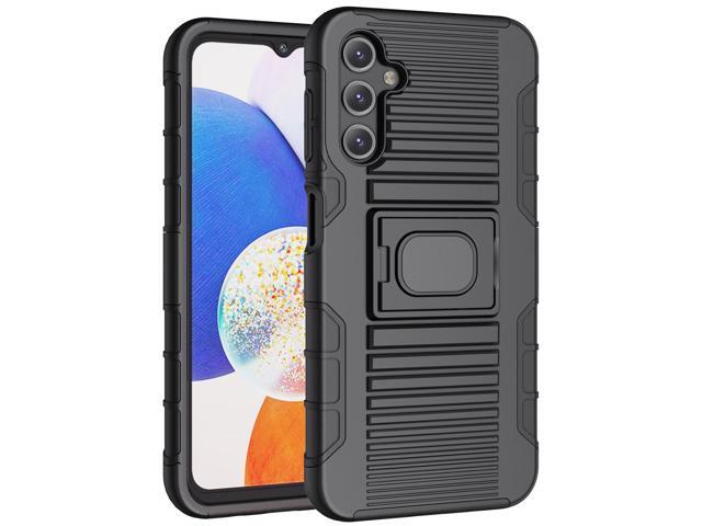 Black Rugged Case with Ring Grip Stand for Samsung Galaxy A14 5G Phone
