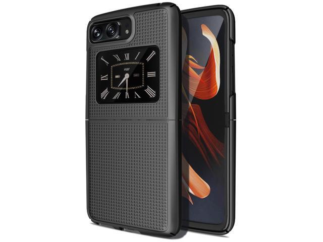 Black Grid Textured Hard Case Slim Phone Cover for Motorola RAZR 3 5G (2022)