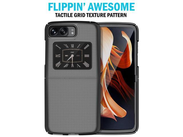 Black Grid Textured Hard Case Slim Phone Cover for Motorola RAZR 3 5G (2022)