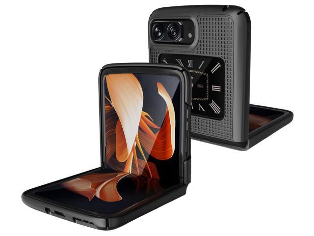 Black Grid Textured Hard Case Slim Phone Cover for Motorola RAZR 3 5G (2022)