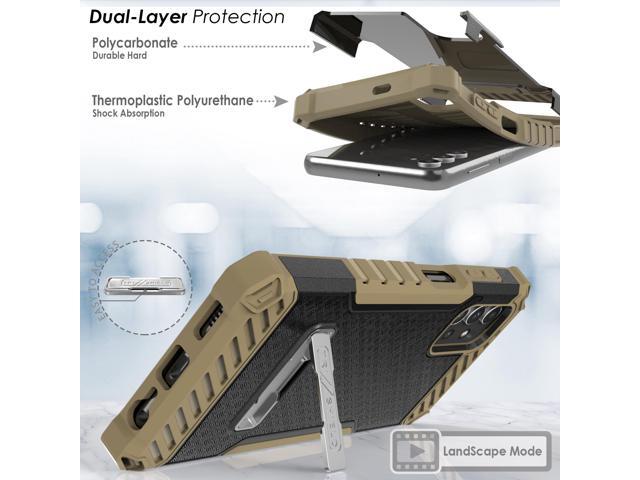 Rugged Anti-Shock Case Kickstand/Strap for Galaxy A04s, A04, M13, A32 5G - Brown