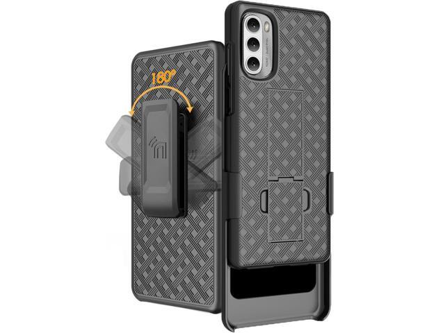 Black Hard Case Cover Stand and Belt Clip Holster for Moto G Stylus 4G (2022)