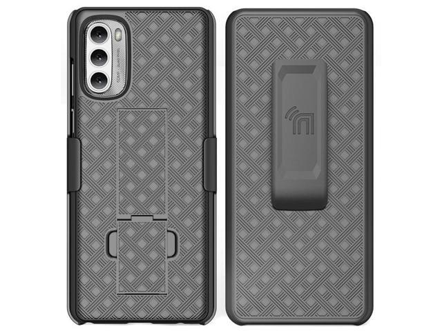 Black Hard Case Cover Stand and Belt Clip Holster for Moto G Stylus 4G (2022)