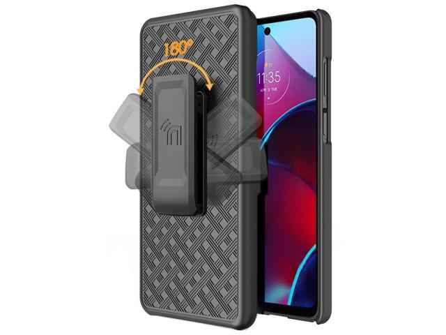 Black Hard Case Cover Stand and Belt Clip Holster for Moto G Stylus 4G (2022)