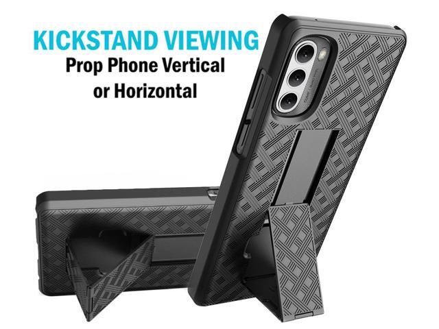 Black Hard Case Cover Stand and Belt Clip Holster for Moto G Stylus 4G (2022)