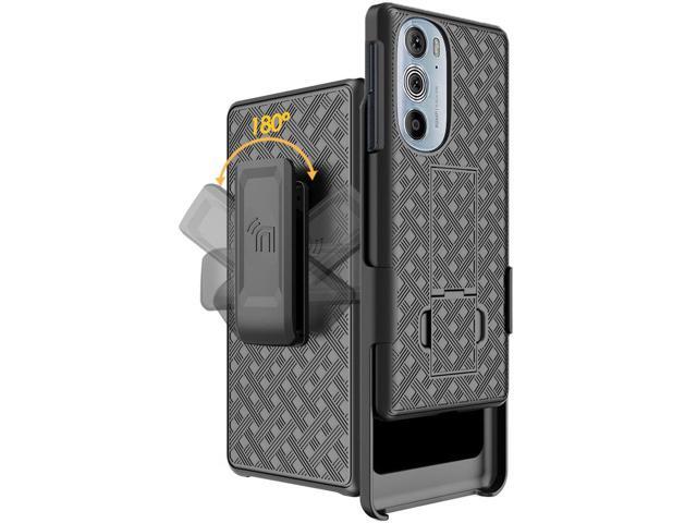 Black Hard Case Cover Stand and Belt Clip Holster for Moto Edge Plus 5G (2022)
