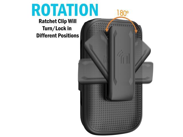 Black Grid Case Hard Cover and Belt Clip Holster for Link II Flip Phone, Link 2