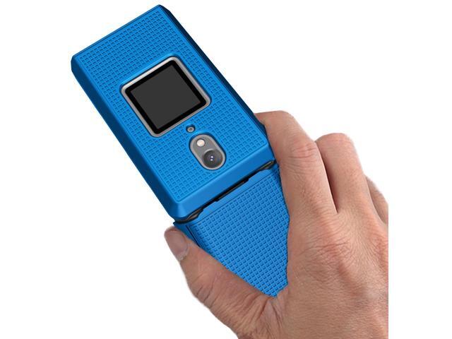 Blue Grid Texture Slim Hard Shell Case Protector Cover for CAT S22 Flip Phone