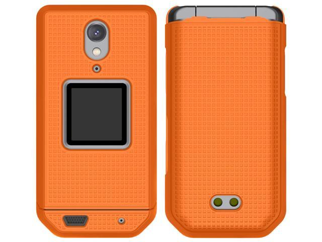 Orange Grid Case Shell Cover and Belt Clip Holster Combo for CAT S22 Flip Phone