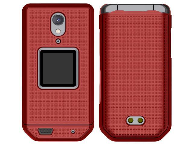 Red Grid Case Hard Cover and Belt Clip Holster Combo for CAT S22 Flip Phone