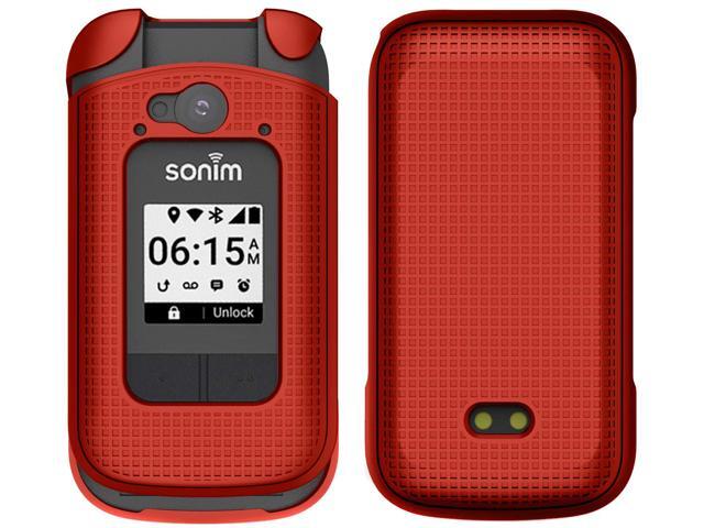 Red Grid Texture Slim Hard Shell Case Cover for Sonim XP3 Plus 4G (XP3900)