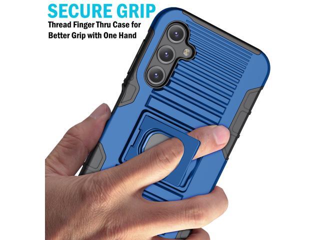 Blue Rugged Case with Ring Grip Stand for Samsung Galaxy A14 5G Phone